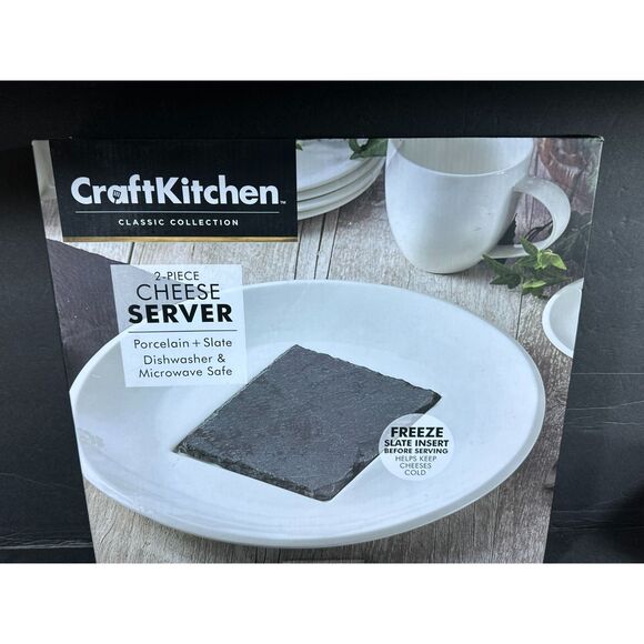 Craft Kitchen 2-Piece Cheese Server ( Porcelain & Slate) 14" - New Open Box - Picture 2 of 3